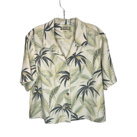Tommy Bahama Women 100% Silk Palm tree leaves Button down Shirt Size M - Picture 1 of 9